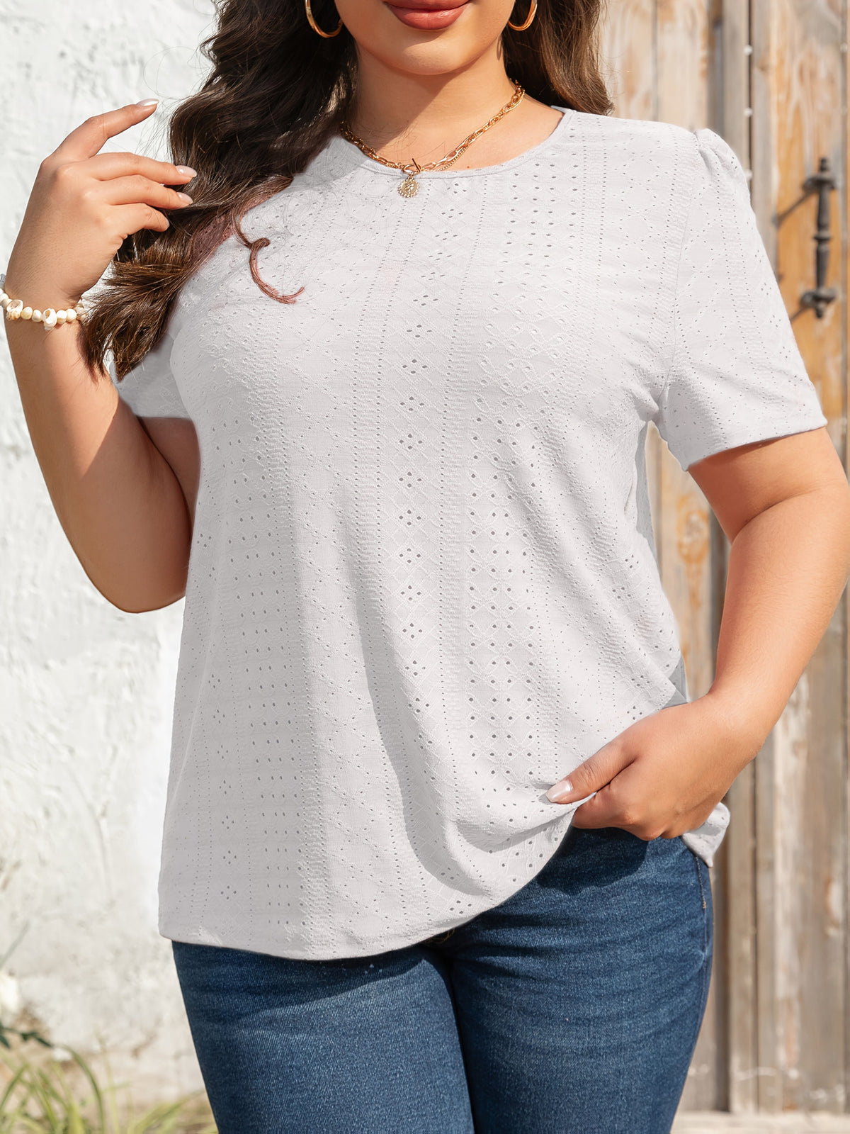 KissICON Plus Size Women's Crew Neck T-Shirt - Solid Color, Smooth Polyester Knit Fabric - Medium Stretch, 170g/m² - Summer Casual Wear | Elegant Style | Machine Washable