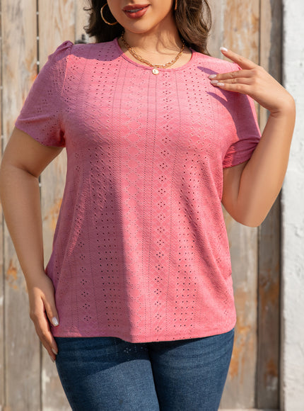 KissICON Plus Size Women's Crew Neck T-Shirt - Solid Color, Smooth Polyester Knit Fabric - Medium Stretch, 170g/m² - Summer Casual Wear | Elegant Style | Machine Washable
