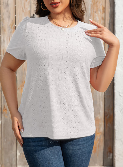 KissICON Plus Size Women's Crew Neck T-Shirt - Solid Color, Smooth Polyester Knit Fabric - Medium Stretch, 170g/m² - Summer Casual Wear | Elegant Style | Machine Washable