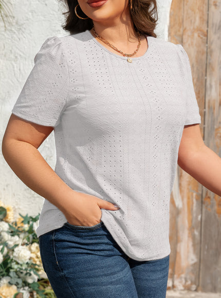 KissICON Plus Size Women's Crew Neck T-Shirt - Solid Color, Smooth Polyester Knit Fabric - Medium Stretch, 170g/m² - Summer Casual Wear | Elegant Style | Machine Washable