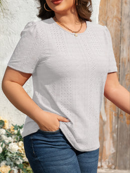 KissICON Plus Size Women's Crew Neck T-Shirt - Solid Color, Smooth Polyester Knit Fabric - Medium Stretch, 170g/m² - Summer Casual Wear | Elegant Style | Machine Washable