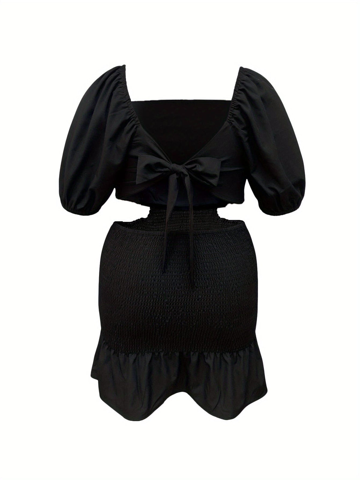 jkthpu-45 Plus Size, Women's Elegant Black Bodycon mini dress - Formal & Everyday Chic, Machine Washable Party, Office, Date Night Outfit - Flattering Fit for Year-Round Wear, Sexy Party Dress, Date Night Clothing, Textured Fabric, Office Attire, Square Neckline, C