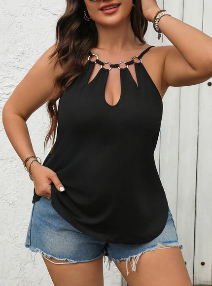 jkthpu-45 Plus Size - Women'S Elegant Black Halter Top
