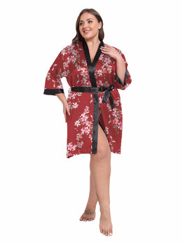 KissICON Plus Size Women's Elegant Black & Red Floral