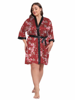 KissICON Plus Size Women's Elegant Black & Red Floral