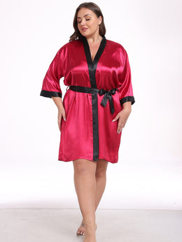 KissICON Plus Size Women's Elegant Black & Red Floral