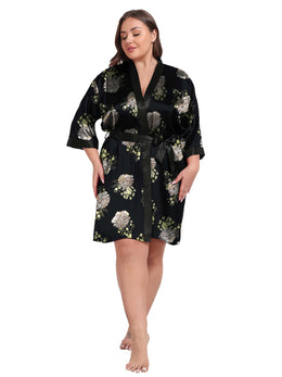 KissICON Plus Size Women's Elegant Black & Red Floral