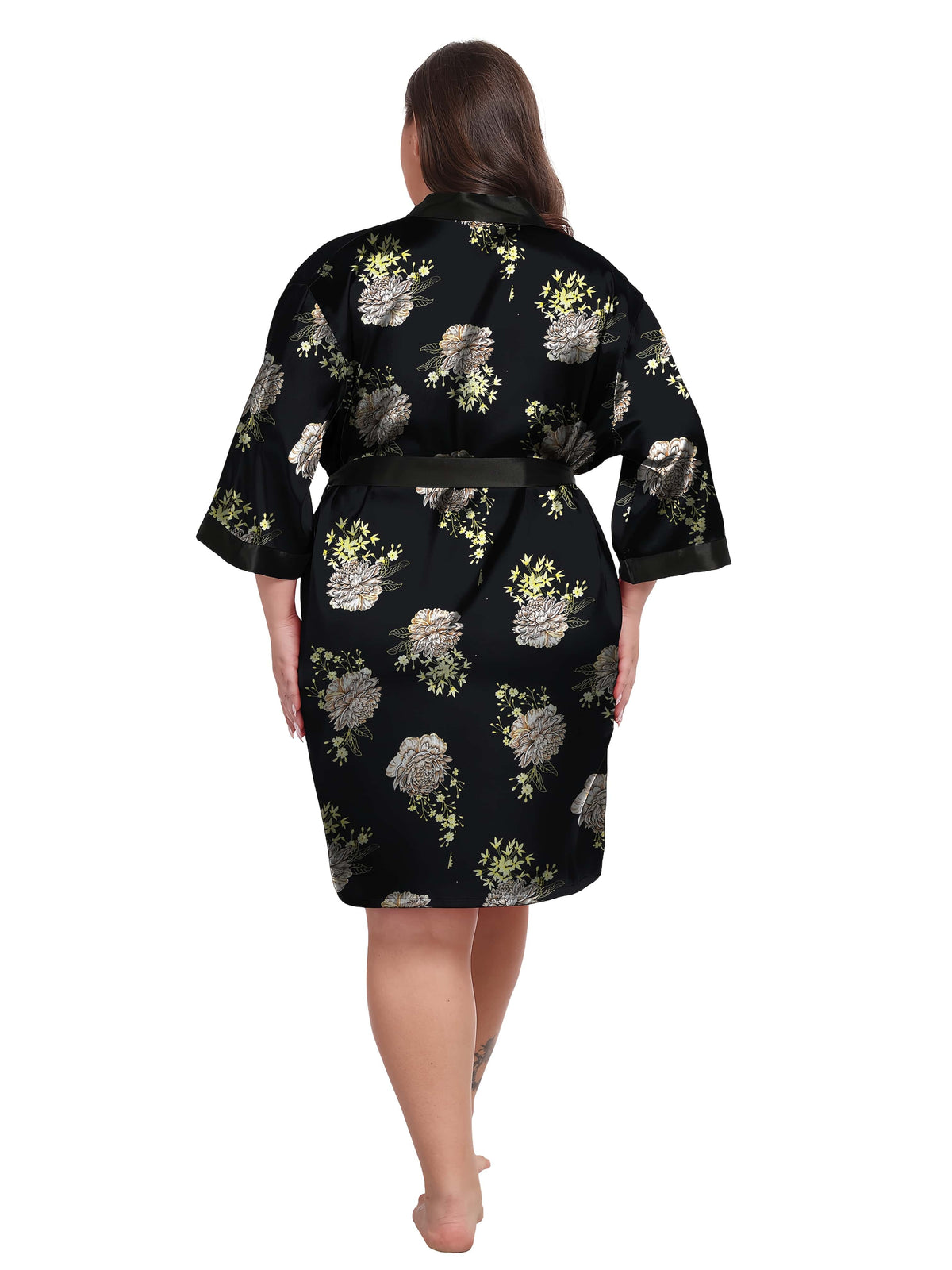 KissICON Plus Size Women's Elegant Black & Red Floral