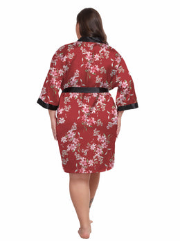 KissICON Plus Size Women's Elegant Black & Red Floral