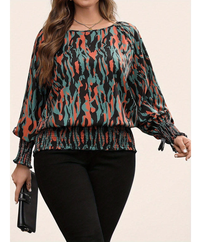 KissICON Plus Size, Women's Elegant Blouse - Non-See-Through Long Sleeve Shirt with Push-Up fit, Round Neck Tops for Office, Party, Everyday - Machine Washable Women's Blouse in Teal Green/Orange/Black/White/Beige/Gray/Blue/Red/Pink/