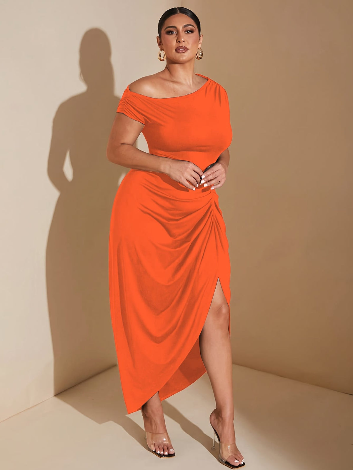 jkthpu-45 Plus Size Women's Elegant Bodycon Maxi Dress – Formal Party & Evening Gown | KissICON