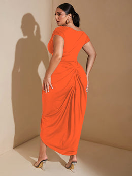 jkthpu-45 Plus Size Women's Elegant Bodycon Maxi Dress – Formal Party & Evening Gown | KissICON