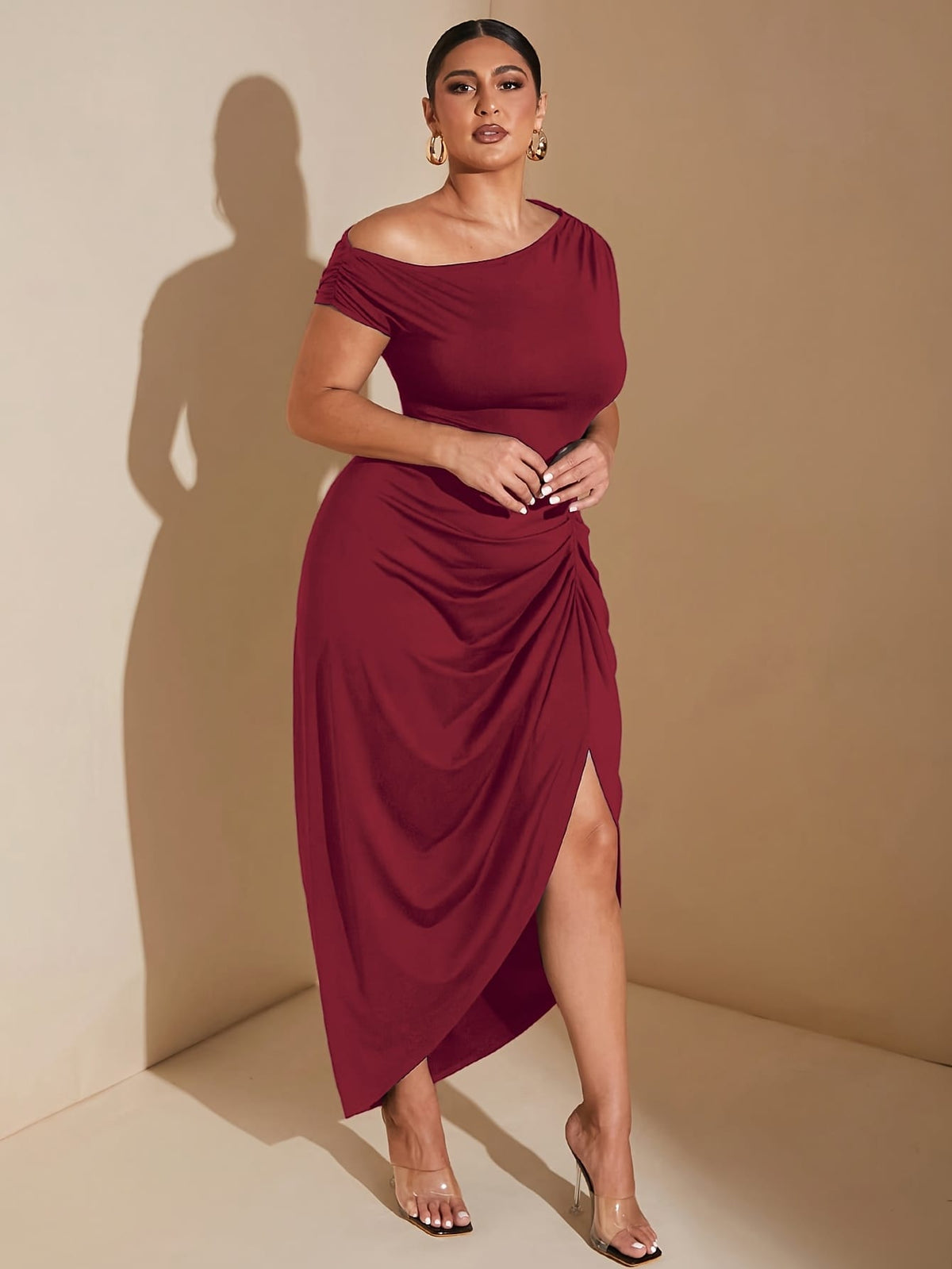 jkthpu-45 Plus Size Women's Elegant Bodycon Maxi Dress – Formal Party & Evening Gown | KissICON