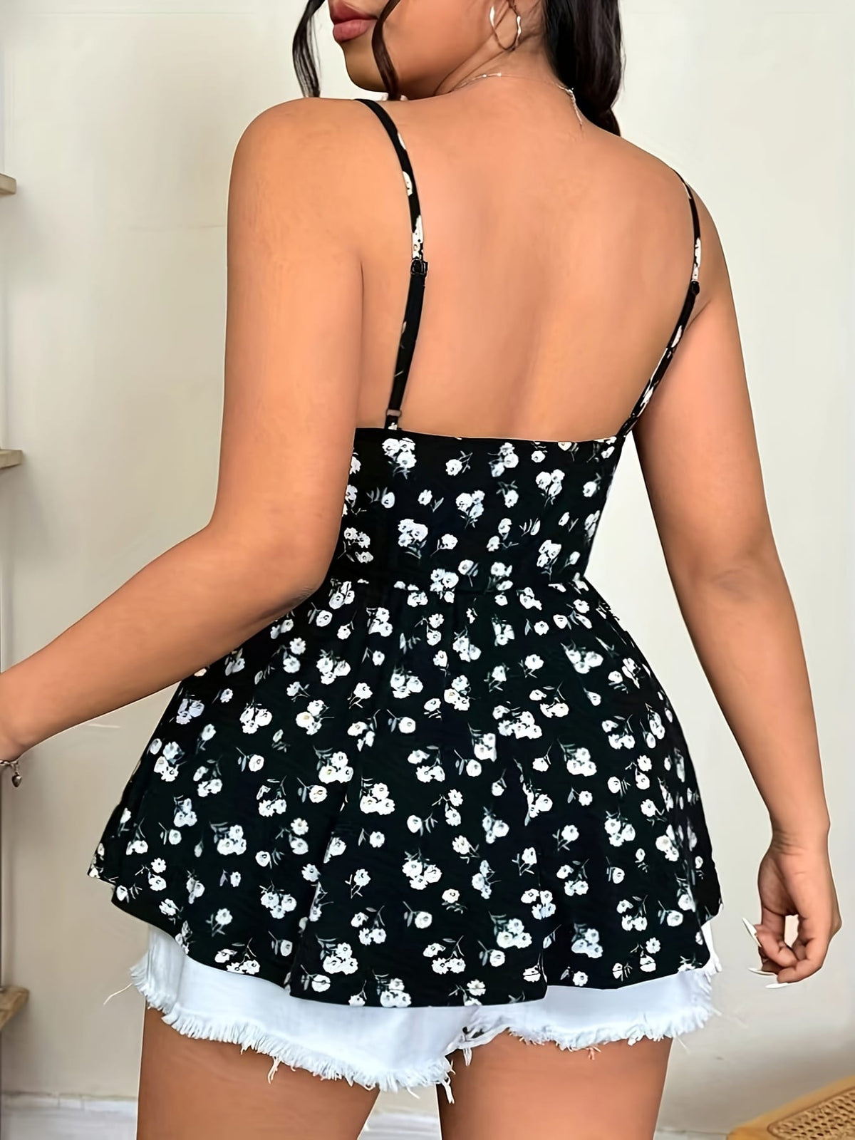 jkthpu-45 Plus Size - Women'S Elegant Floral Print Cami