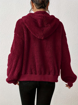 jkthpu-45 Plus Size, Women's Elegant Hooded Sweater - Long