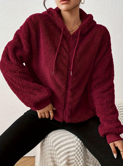 jkthpu-45 Plus Size, Women's Elegant Hooded Sweater - Long
