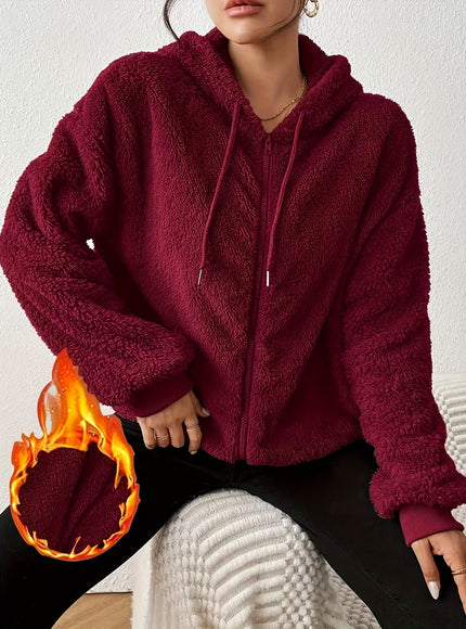 jkthpu-45 Plus Size, Women's Elegant Hooded Sweater - Long