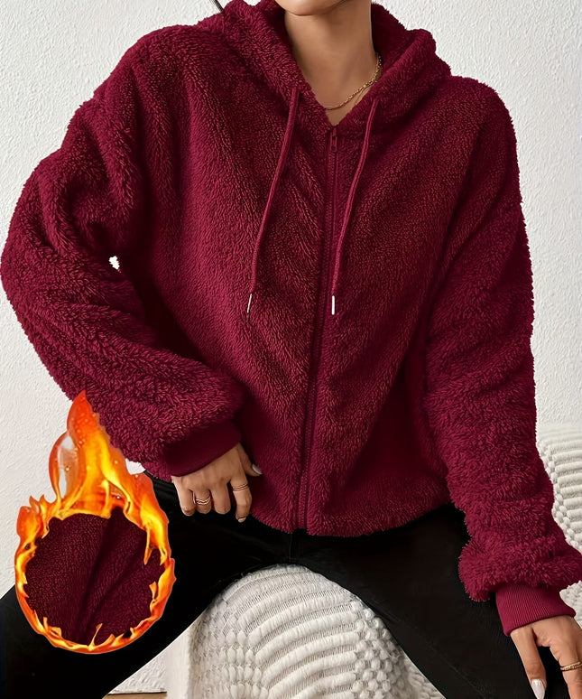 jkthpu-45 Plus Size, Women's Elegant Hooded Sweater - Long