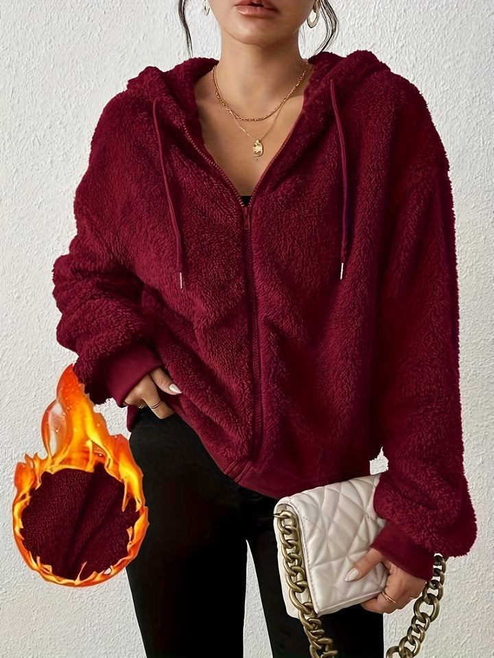 Plus Size, Women's Elegant Hooded Sweater - Long