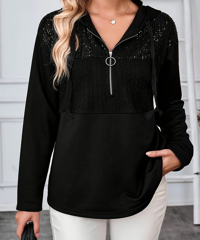 jkthpu-45 Plus Size - Women'S Elegant Hooded Sweatshirt -