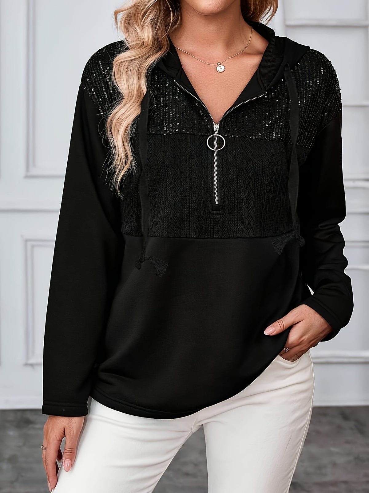 jkthpu-45 Plus Size - Women'S Elegant Hooded Sweatshirt -