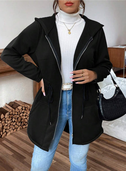 jkthpu-45 Plus Size, Women's Elegant Hooded Sweatshirt - Loose