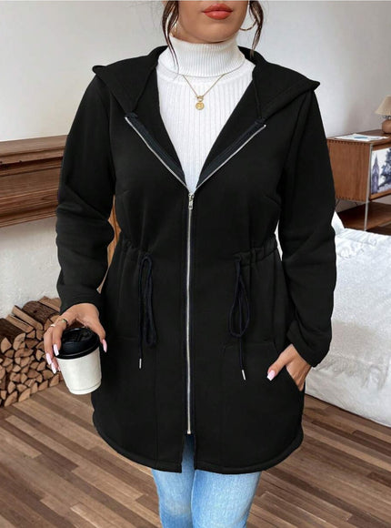 jkthpu-45 Plus Size, Women's Elegant Hooded Sweatshirt - Loose