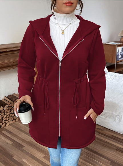 jkthpu-45 Plus Size, Women's Elegant Hooded Sweatshirt - Loose