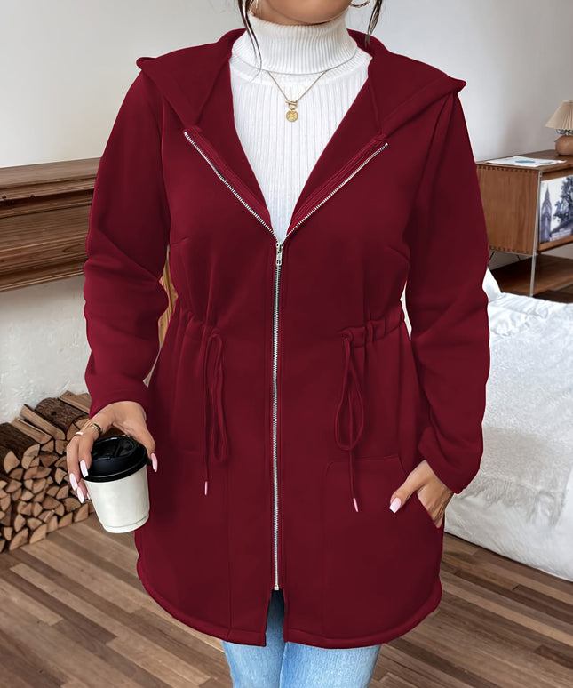 jkthpu-45 Plus Size, Women's Elegant Hooded Sweatshirt - Loose