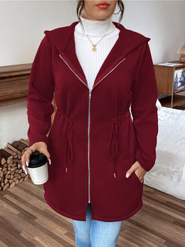 jkthpu-45 Plus Size, Women's Elegant Hooded Sweatshirt - Loose