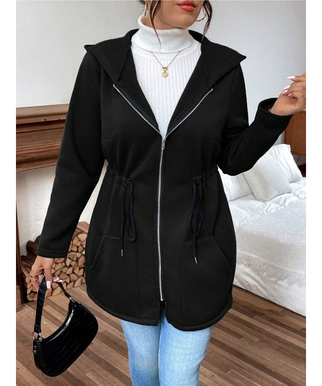 jkthpu-45 Plus Size, Women's Elegant Hooded Sweatshirt - Loose