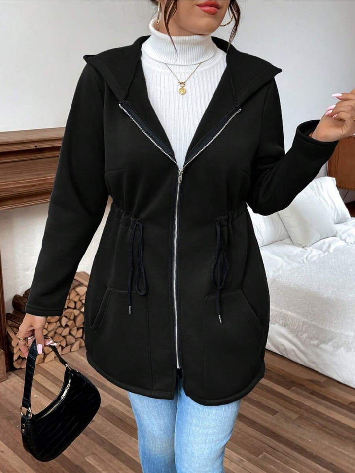 Plus Size, Women's Elegant Hooded Sweatshirt - Loose