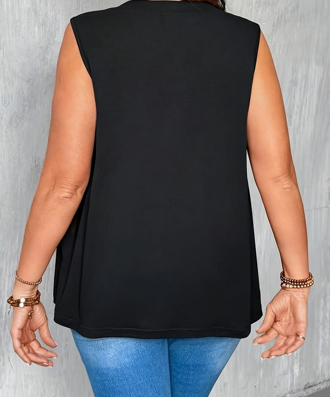 KissICON Plus Size Women's Elegant Lace-Trimmed Sleeveless Vest -