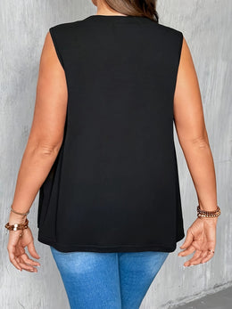 KissICON Plus Size Women's Elegant Lace-Trimmed Sleeveless Vest -