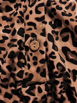 KissICON Plus Size - Women'S Elegant Leopard Print Long Sleeve Blouse - Lightweight, Button-Up Shirt with Lapel Collar, Non-Stretch Fabric, Perfect for All Seasons, Casual to Formal Wear, Casual Chic Wear | Elegant Casualwear | Nonstr