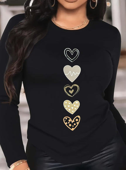 jkthpu-45 Plus Size, Women's Elegant Long Sleeve Sweatshirt -