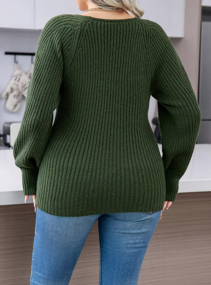 jkthpu-45 Plus Size Women's Elegant Mock Neck Top -