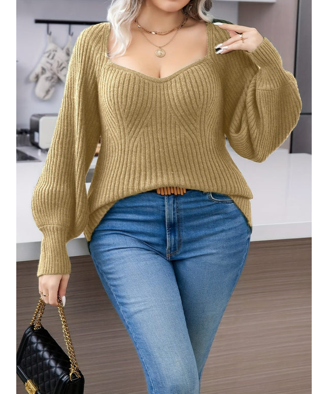 jkthpu-45 Plus Size Women's Elegant Mock Neck Top -