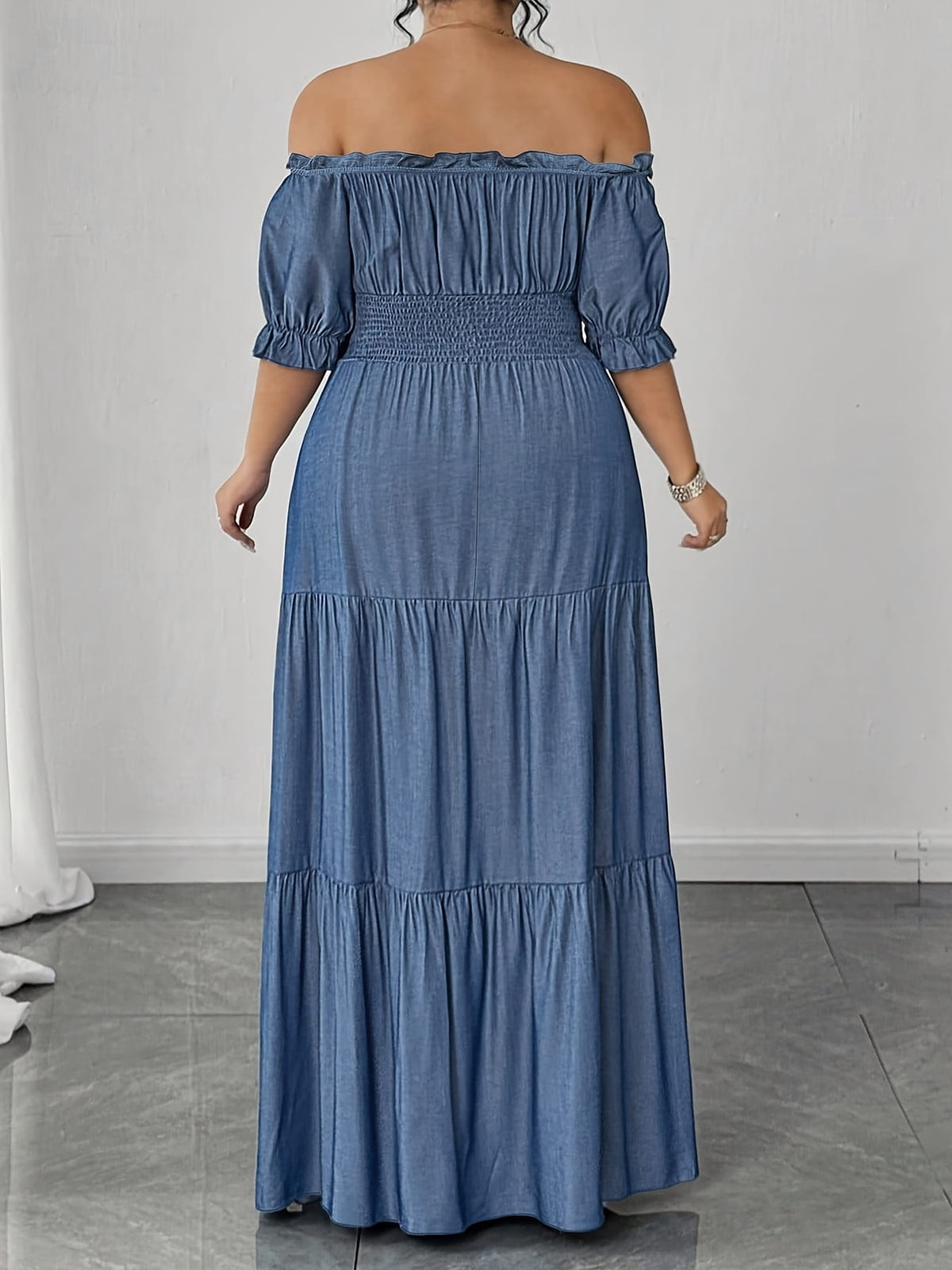 jkthpu-45 Plus Size, Women's Elegant Off-the-Shoulder/One-Shoulder Party Dress - Formal/Evening gown, Machine Washable Non-See-Through Fabric, Flared Hem Maxi Dress for Women - Formal Events, Galas, Everyday Evening Outfits YZ302
