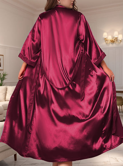 KissICON Plus Size Women'S Elegant Satin Robe - Long