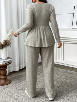 jkthpu-45 Plus Size, Women's Elegant Two-Piece Casual Set with