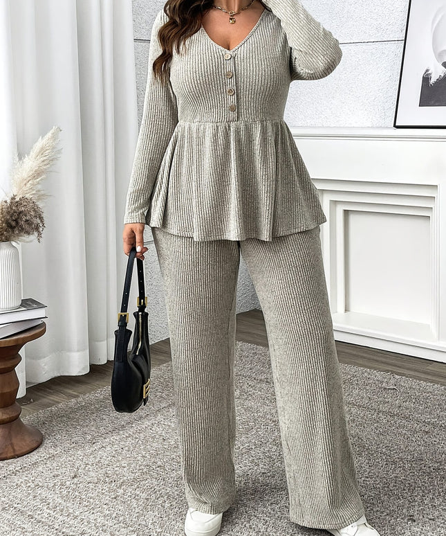 jkthpu-45 Plus Size, Women's Elegant Two-Piece Casual Set with