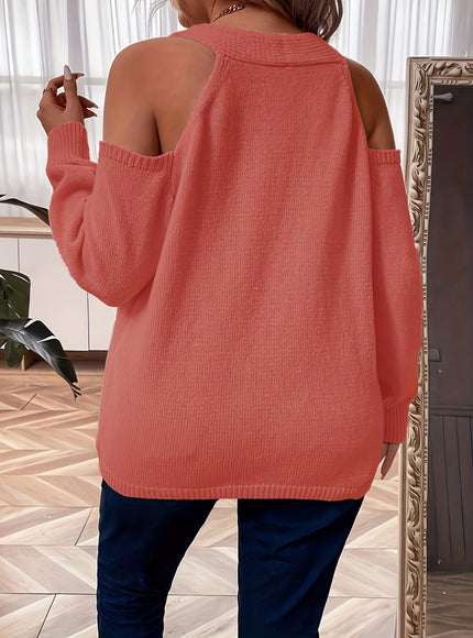 jkthpu-45 Plus Size Women's Elegant V-Neck Button-Front Cardigan -
