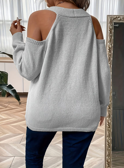 jkthpu-45 Plus Size Women's Elegant V-Neck Button-Front Cardigan -