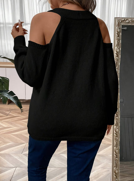jkthpu-45 Plus Size Women's Elegant V-Neck Button-Front Cardigan -