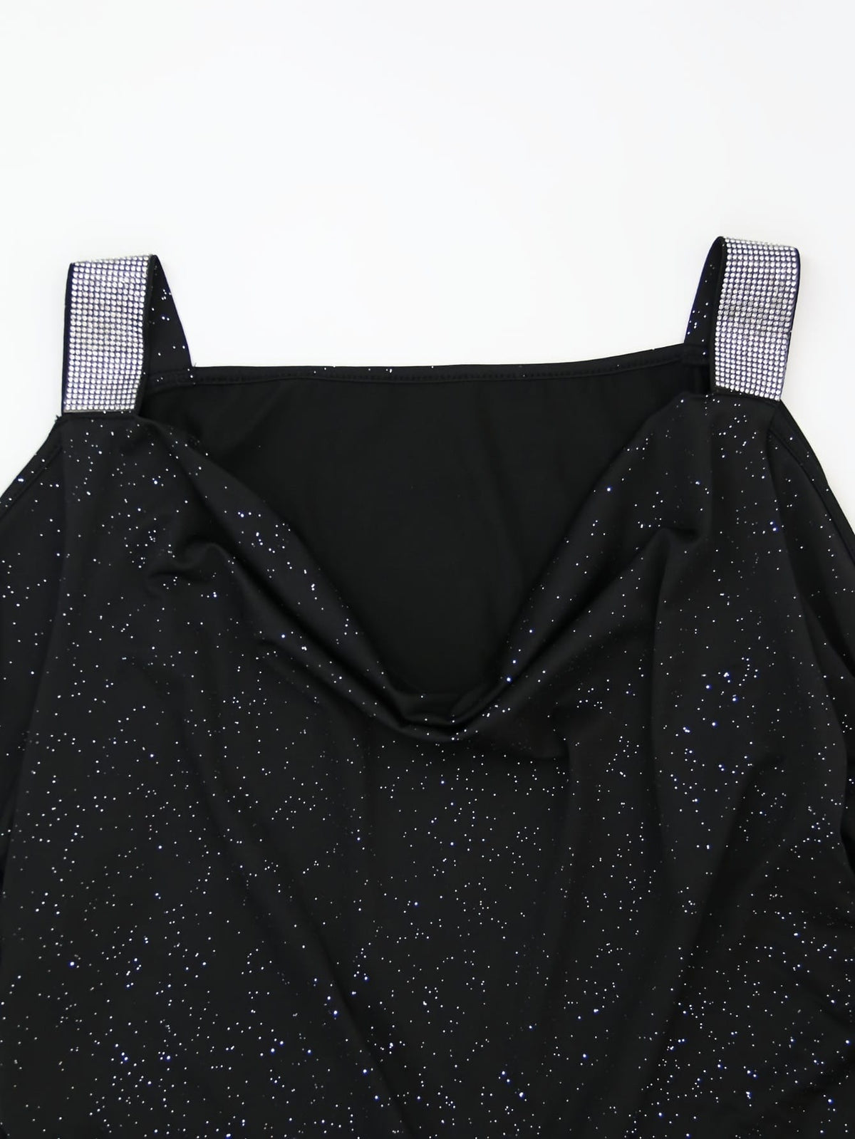 jkthpu-45 Plus Size Women's Elegant V-Neck Off-Shoulder Sequin Bodycon Mini Dress – Black Sparkling Party Clubwear for Spring, Summer & Fall