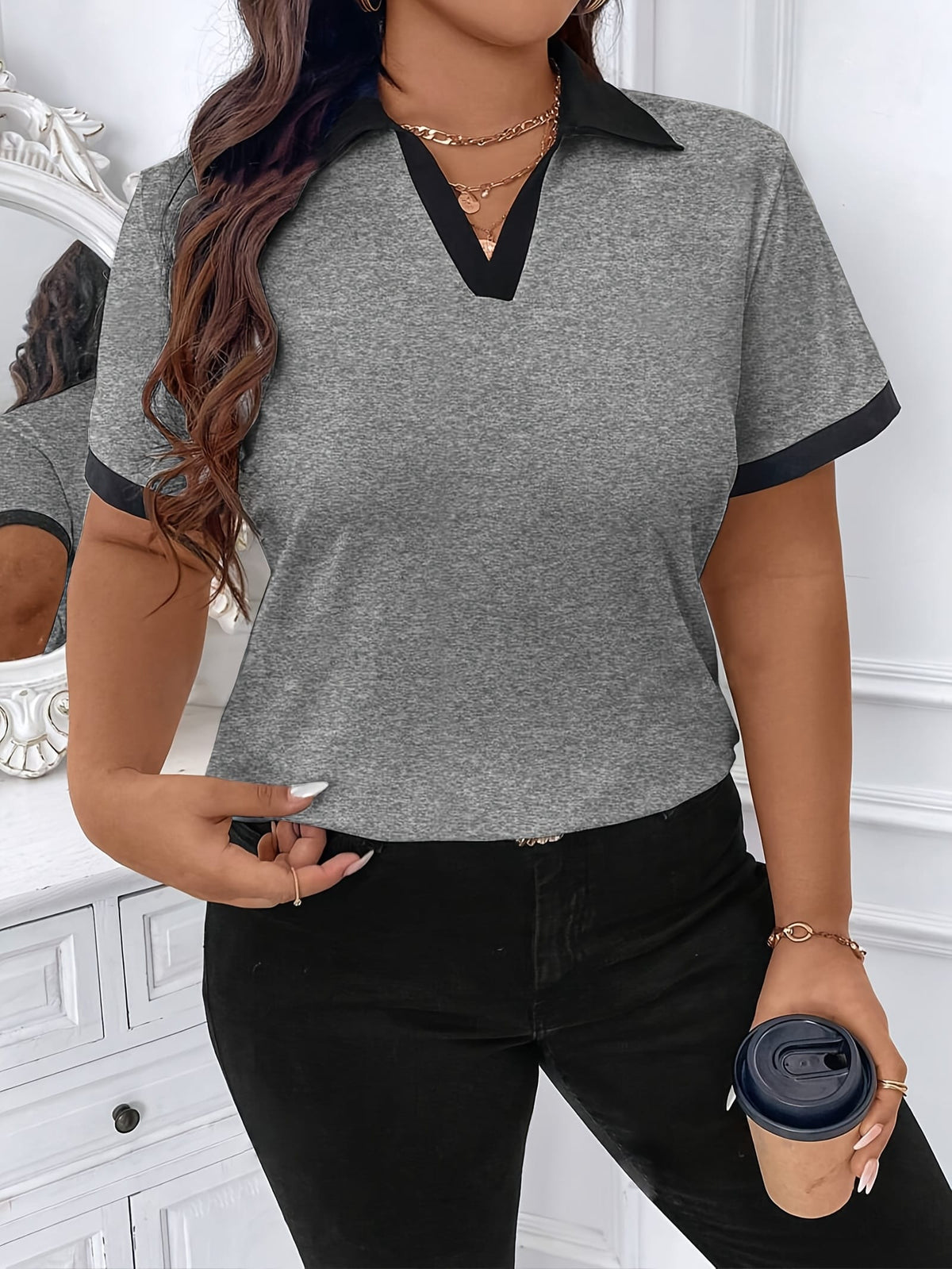 KissICON Plus Size, Women's Fashion Short Sleeve Plus Size Top