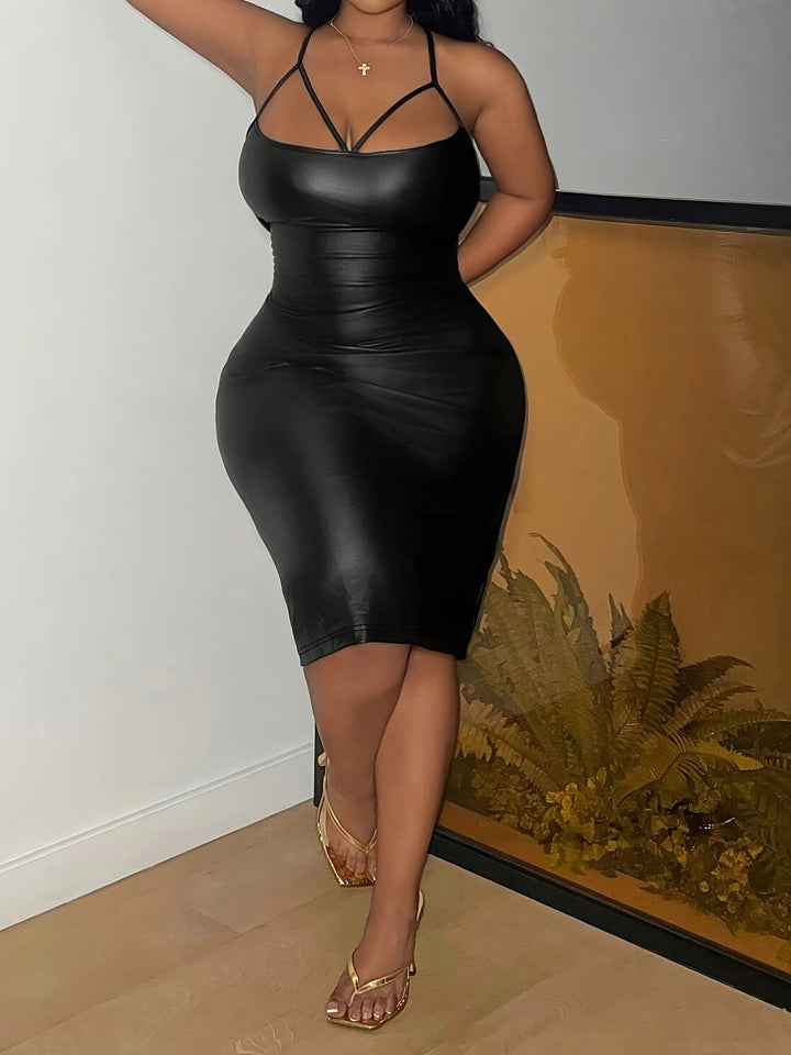 Plus Size Women'S Fitted Black Off-Shoulder Mini Dress with Strapless Design, Stretchy Fabric, All-Season Elegant Dress for Casual and Formal Events, Casual Dress | Elegant Offshoulder Style | Stretchy Fabric