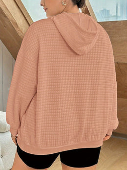 jkthpu-45 Plus Size Women's Floral Pattern Waffle Knit Long