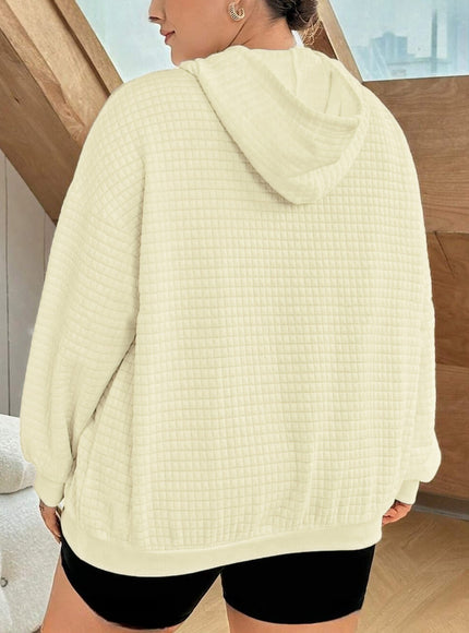 jkthpu-45 Plus Size Women's Floral Pattern Waffle Knit Long